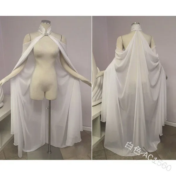 Mittelalterlicher Schal-Umhang für Damen aus Chiffon, Gotischer Wicca-Umhang, Cosplay-Kleid, Halloween-Kostüm, Dünner Schal-Umhang, Bühnenkostüm – Detail 3
