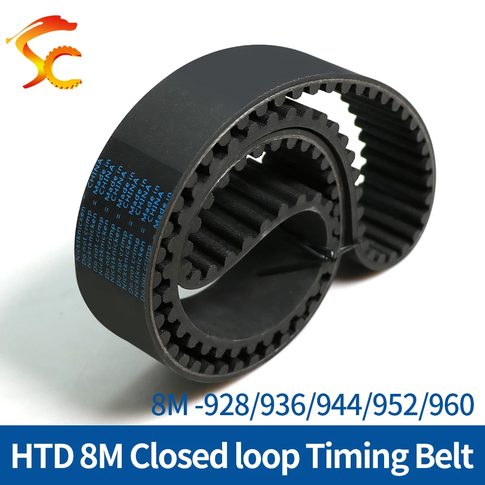 

HTD 8M Rubber Timing Belt Length 928/936/944/952/960mm Width 20/25/30/40mm Circular Arc tooth 8M Synchronous Closed loop belt