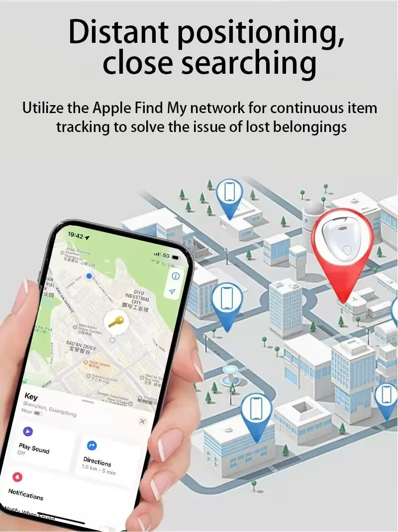 Smart Tracker Airtag Air Tag Wireless Tag keychain Locator For Apple Find My APP GPS Tracker Anti Lost Like Ferrari keys.