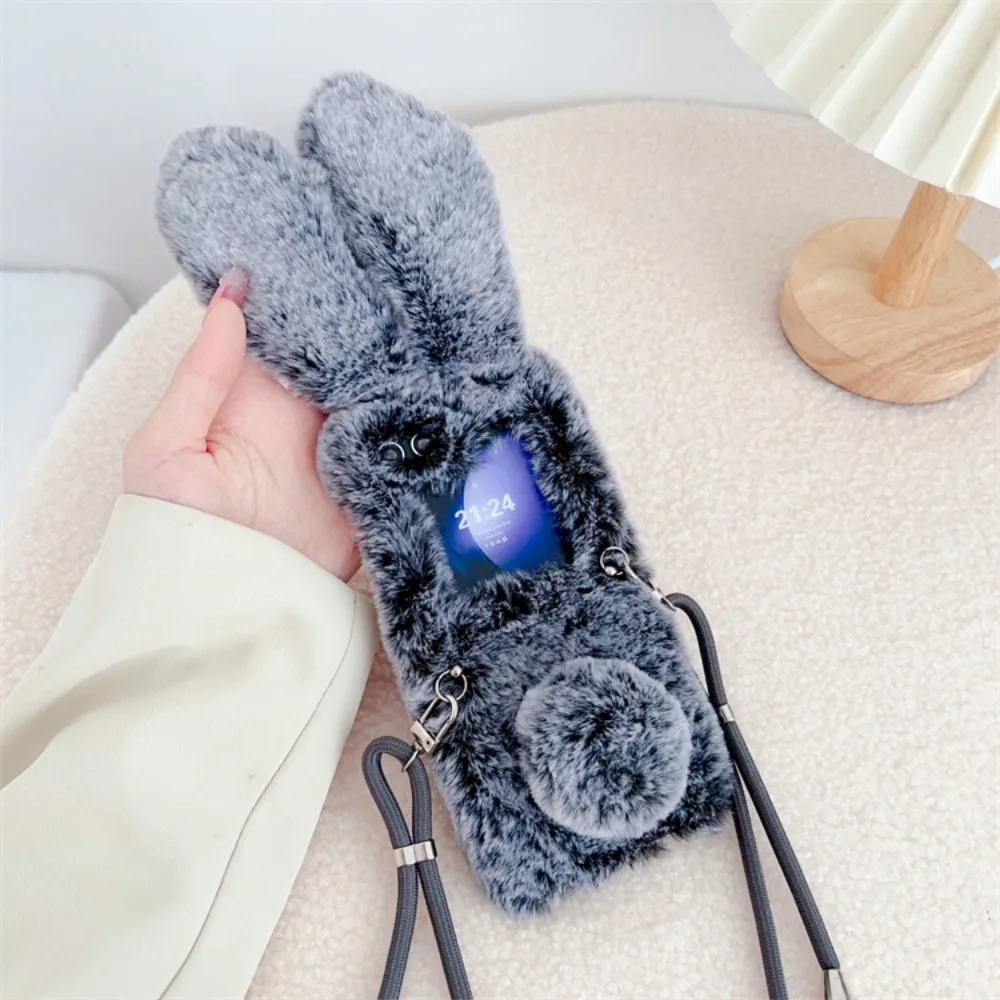 

Плюшевый чехол через плечо с мультяшным рисунком для Samsung Galaxy Z Flip 6 5 4 3 Flip6 Flip5 Flip4 Flip3 5G Противоударный защитный чехол