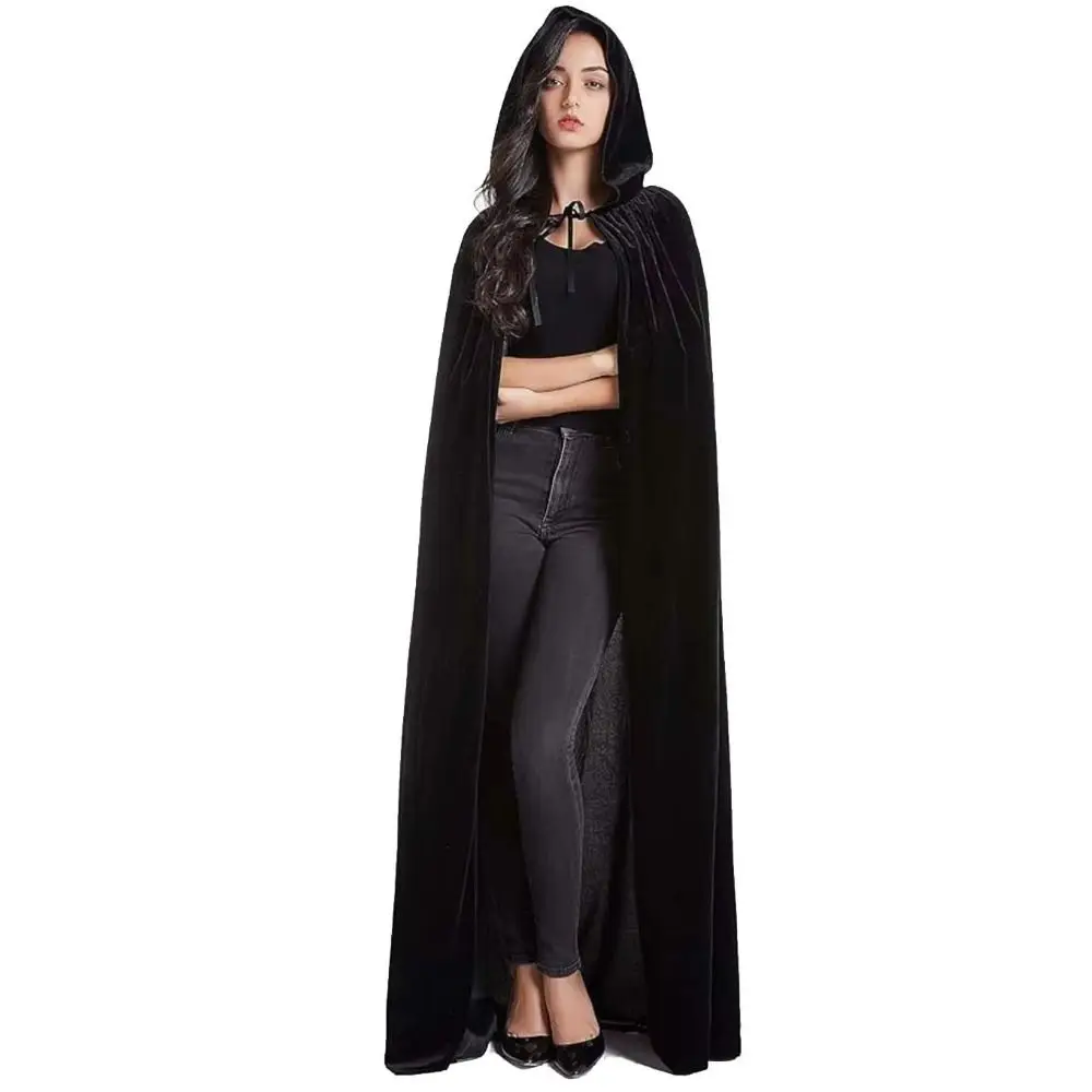 

Solid Color Velvet Cloak Reversible Design Velvet Material Long Cape Black Red Green Full Length Ponchos Cosplay Halloween Party