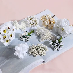 White Series Artificial Plants Bouquet Flowers Leaves DIY Wedding Road Floral Arrangement Home Decor Bouquet Props Layout