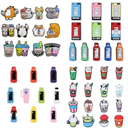 10-20pcs/set Milk tea Coffee Prime Bottle Shoe Charms Designer for Shoe  Accessories for Classic Clog Kids Gifts