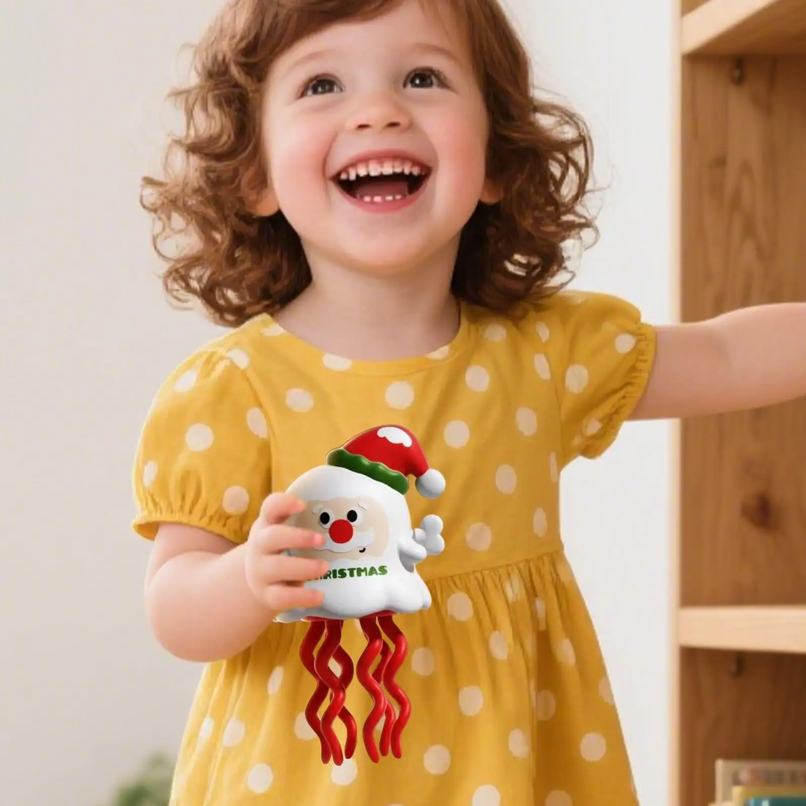 Juguete bailando de pulpo para bebé, juguete de baile de calamar con temática navideña, juego de educación temprana sensorial de cuerda para niño pequeño, niña, cumpleaños
