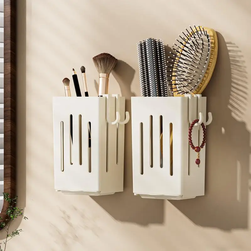 ~Bathroom Cosmetic Comb Storage Box Multi-Function Storage Home Use Comb Eyebrow Pencil Holder Plastic Organizer Simple Style