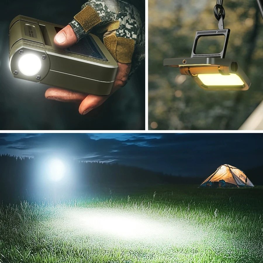 5000MAH Portable Solar Camping Lantern With Magnetic/Hook 2000LM Outdoor LED Rechargeable Powerful Emergency Folding Light