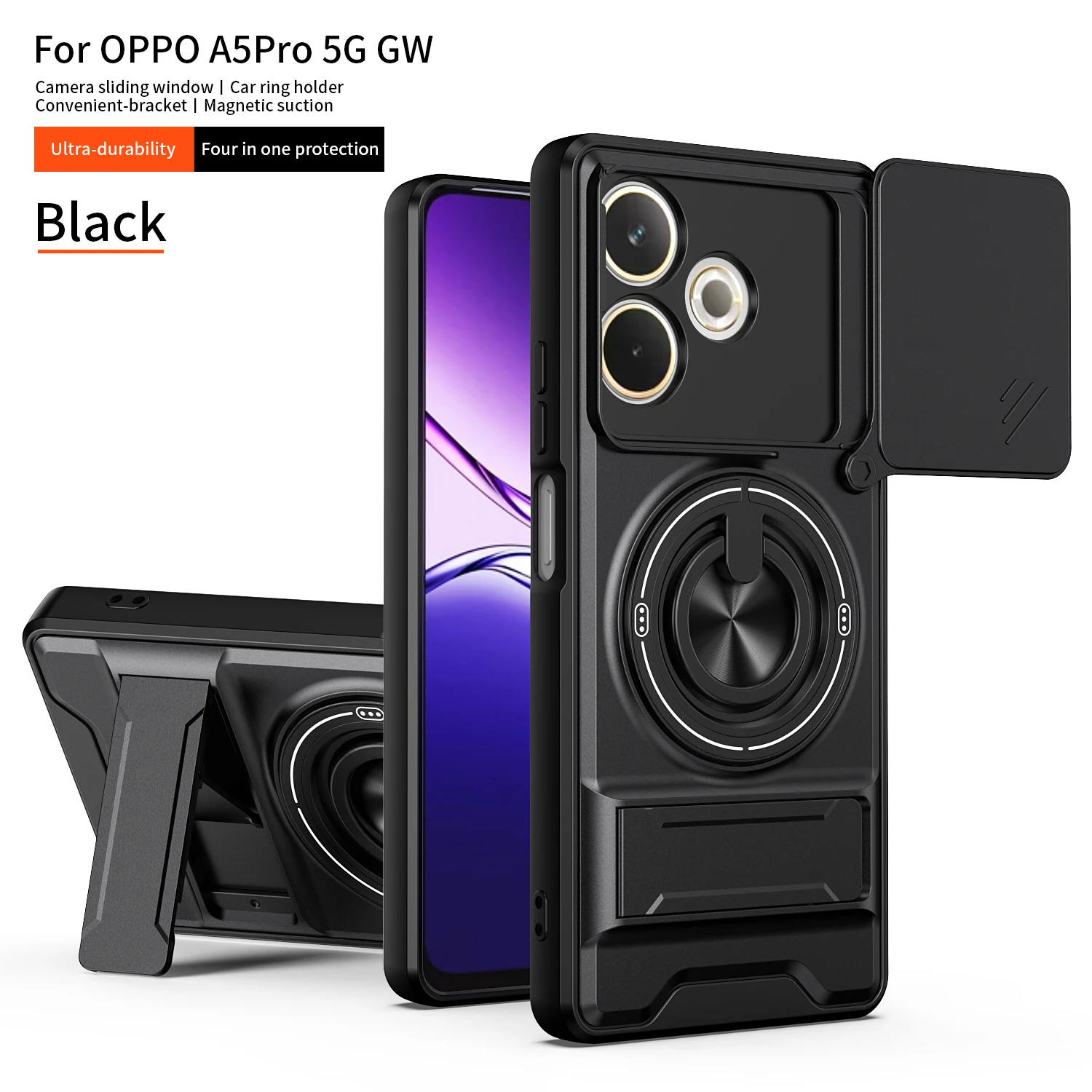 For Oppo A5 Pro Case Oppo A5 Pro Cover Oppo A5 Pro 5G Phone Case Magnetic Holder Military Armor Camera Protection Cover