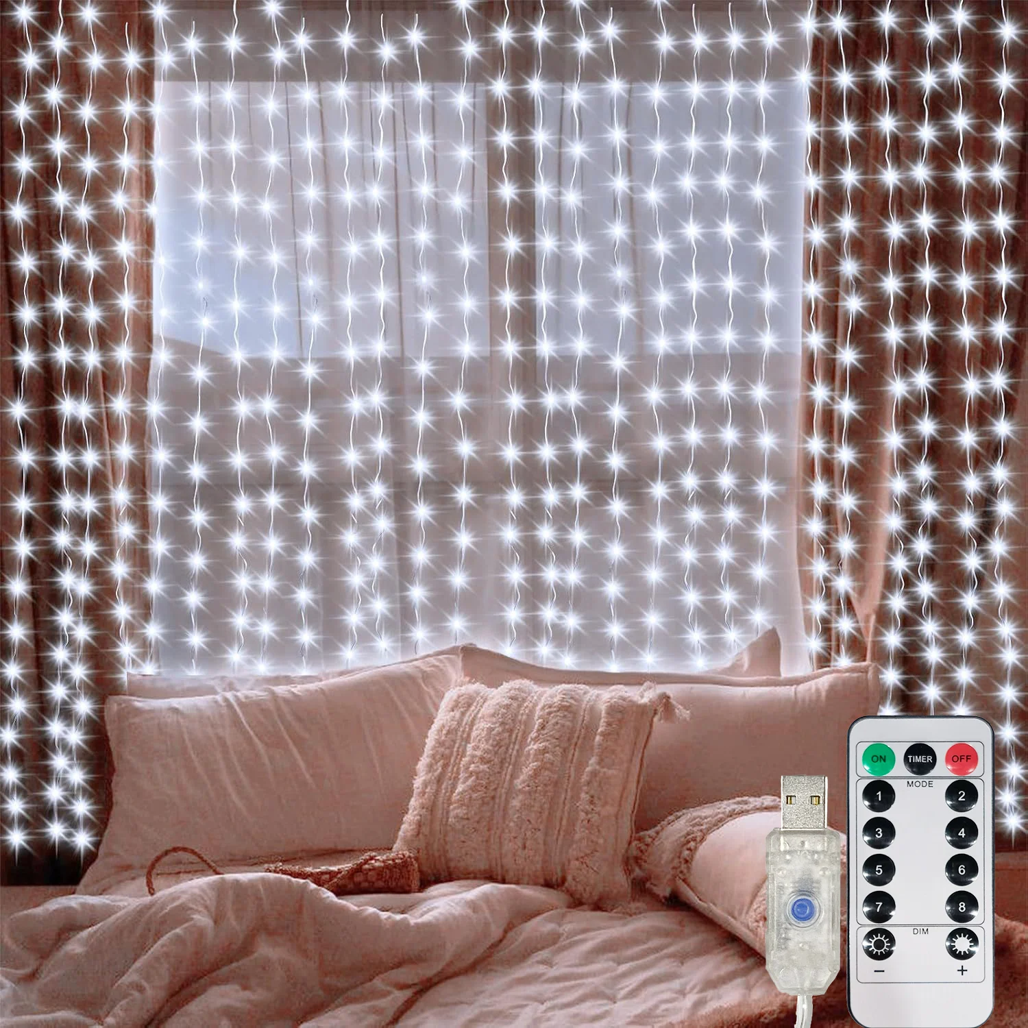 USB LED Curtain String Lights with Remote Control Bedroom Holiday Wedding Birthday Christmas Decor LED Fairy Garland Lamp