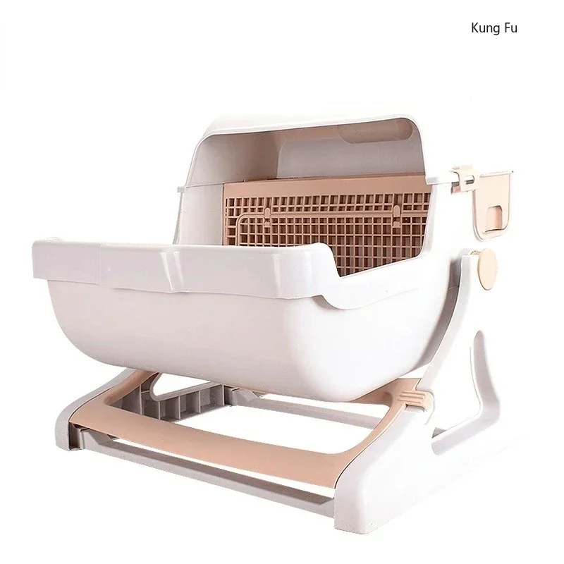 

Large Litter Box Tilting Filter Screen Semi-automatic Easy to Clean