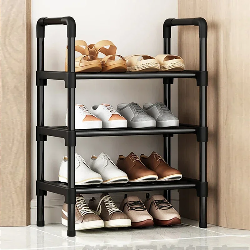 Black Elevated Shoe Rack Small  Simple Multi-layer Shoe Cabinet Home Entrance Rental Housing Dormitory Storage Rack New 2023