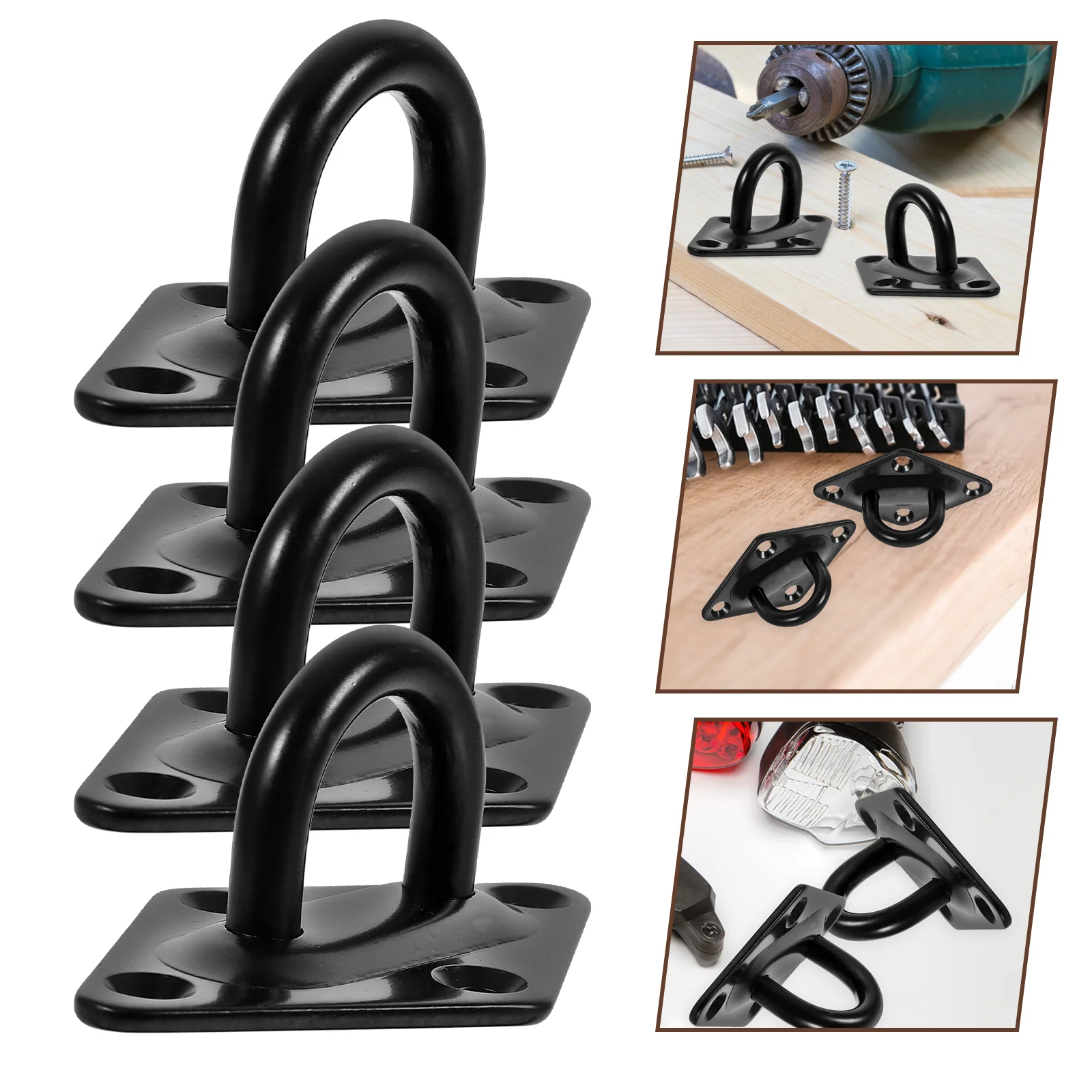 4 Pcs Marine Roof Wall Hook Hooks Pad Eyes Plate Stainless Steel Hanging Hardware Ceiling