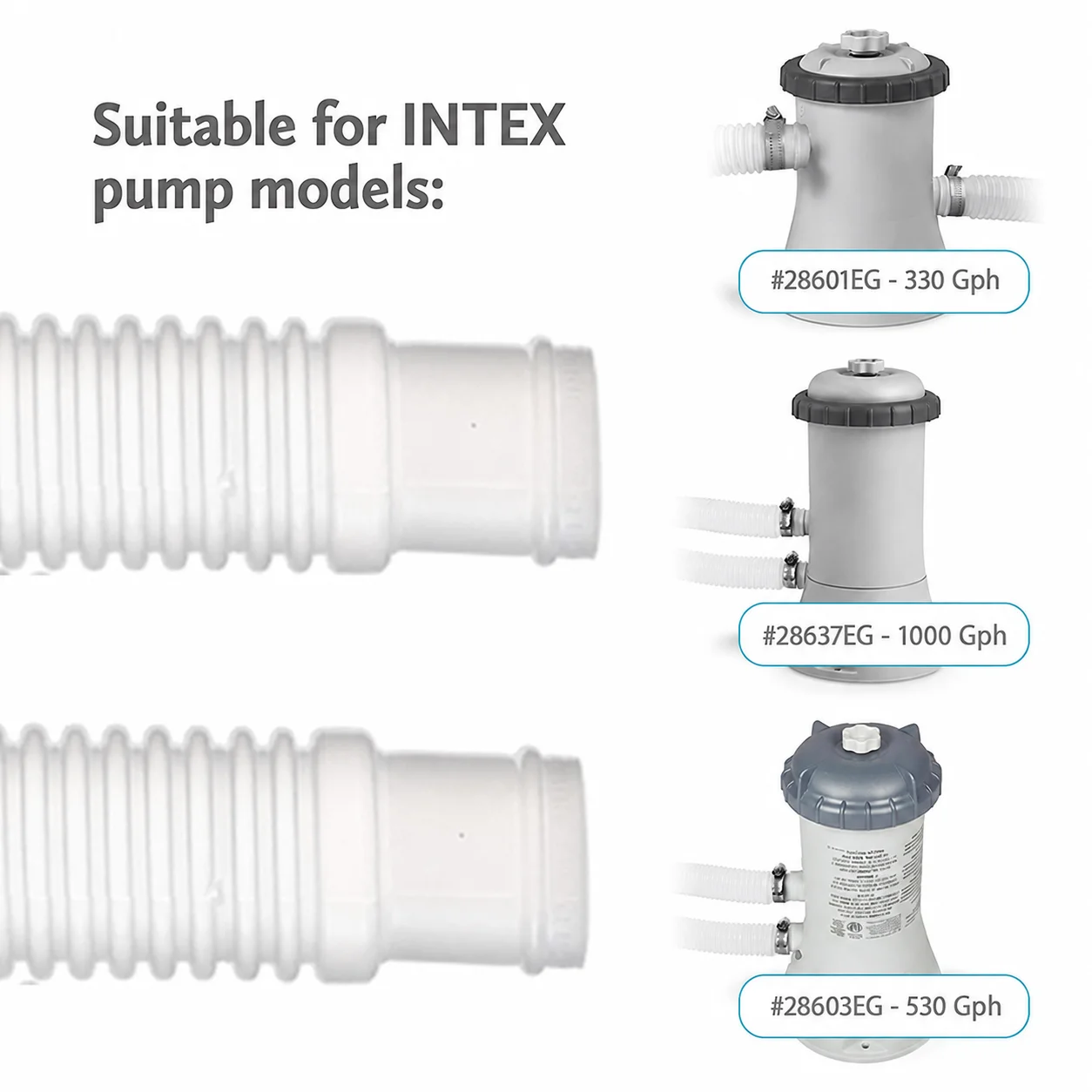 Inflatable Pool Hose Chemical Resistant Replacement Pool Pump Hose Stainless Steel Hose Clamps Spiral Wound For Outdoor