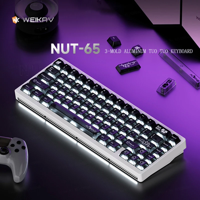 2025 WEIKAV UNT-65 Series 3 Mode Aluminum Tuo Tuo Mechanical Keyboard Kit 6000mah Long Battery Life Boys Game Essential Keyboard