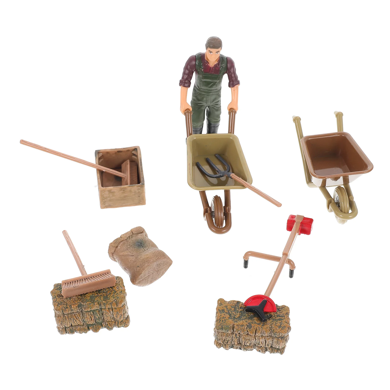 11-teiliges Bauernhof-Geräteszene-Modell, simuliertes landwirtschaftliches Spielzeug, Simulationswerkzeuge, Gartenlandschaft, Mini-Dekor-Set