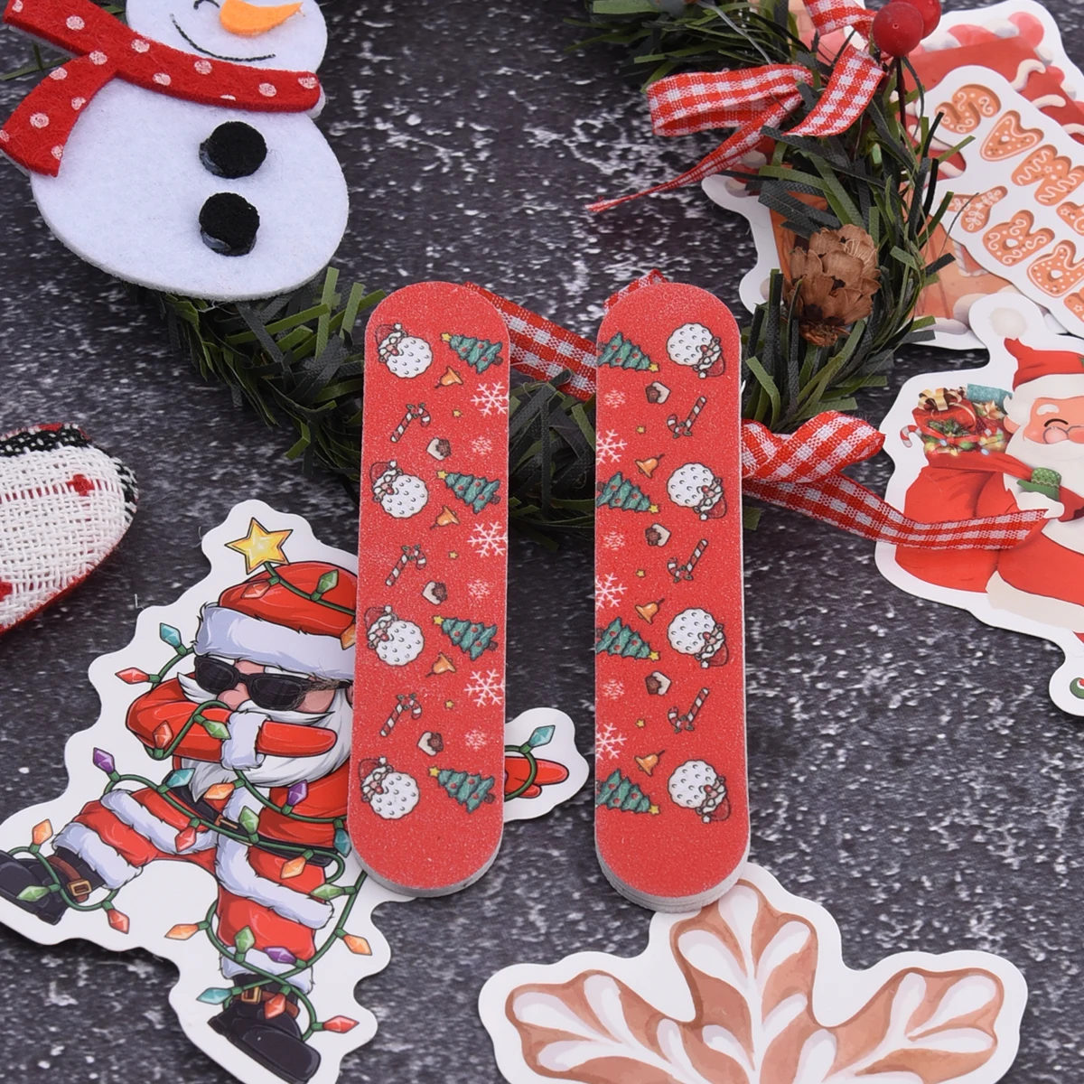 5/10/20/50/100 szt. Świąteczne Mini Pilniki do Paznokci Prezenty Hurtowe Świąteczne Mini Pilniki Emery Dwustronne Pilniki do Paznokci na Imprezę Świąteczną