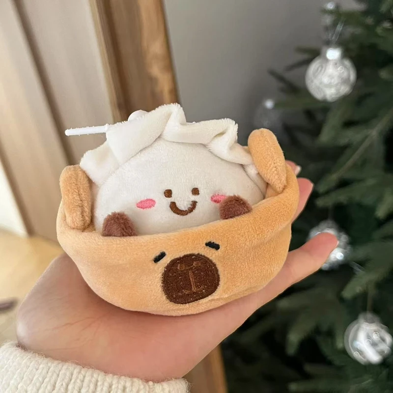 Llaveros de felpa con bola de masa de Capibala, colgante de peluche de Capibara, regalos de peluche Kawaii para amigos, muñeco de ojo de frijol, decoración de bolsa colgante