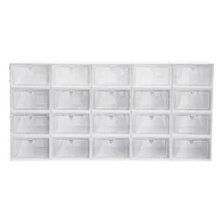 Cajas de zapatos de 20 piezas transparente, caja de almacenamiento de zapatos apilable transparente, caja de zapatos de plástico, soporte para zapatillas, caja organizadora