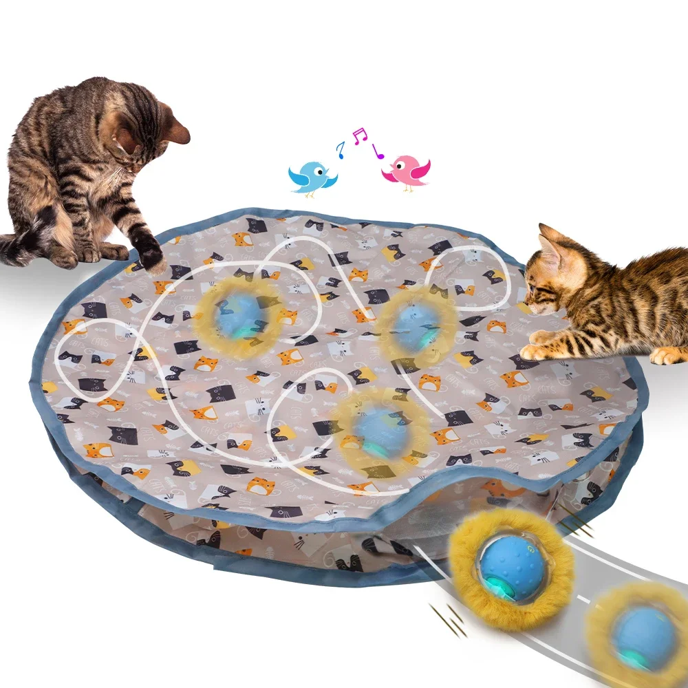 Rollen in Beutel Katzen spielzeug interaktive Ball verstecken und suchen Katze fangen Spiel Ball bewegung aktivieren Zwitschern intelligente Katzen spielzeug Übung