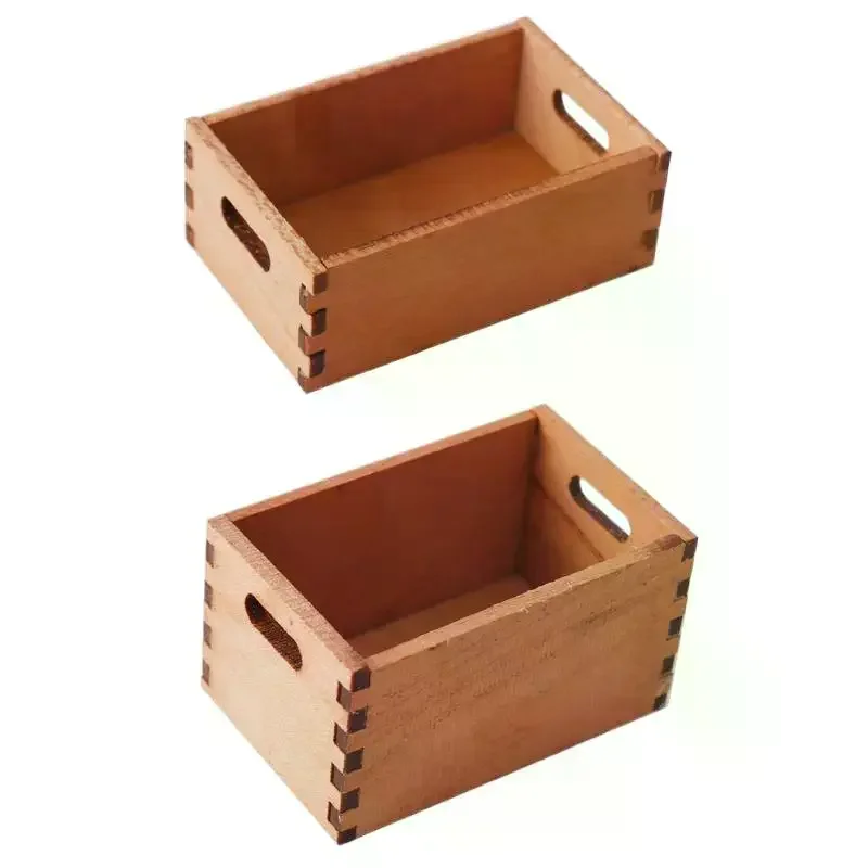 Mini panier de rangement en bois pour maison de poupée, meubles de Simulation, modèle de maison de poupée, Micro scène, accessoires de décoration, 1/12
