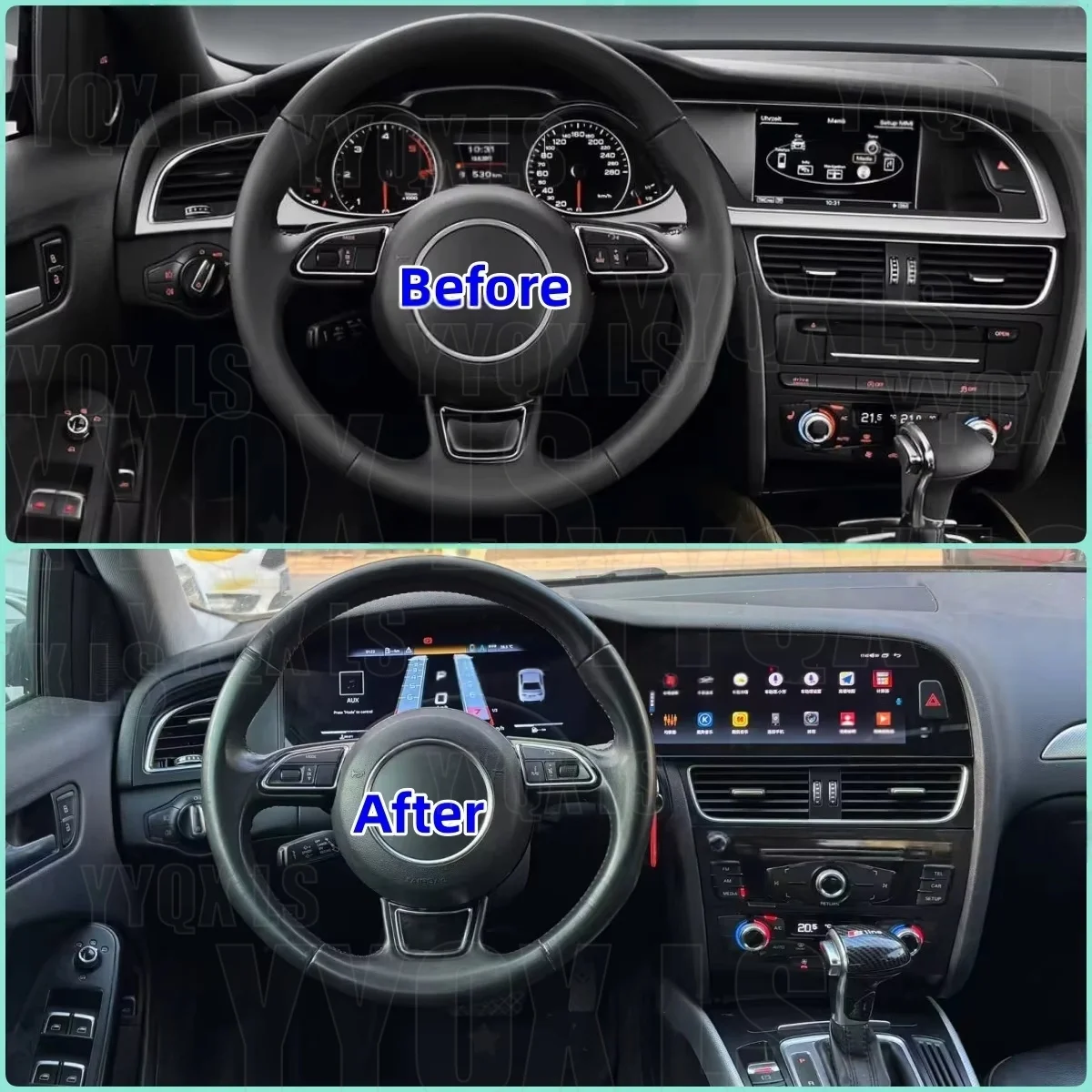 Android Car Dual Screen Carplay For Audi A4 A5 S4 S5 B8 GPS Navigation Auto Stereo Head Unit Multimedia Player Car Radio Media