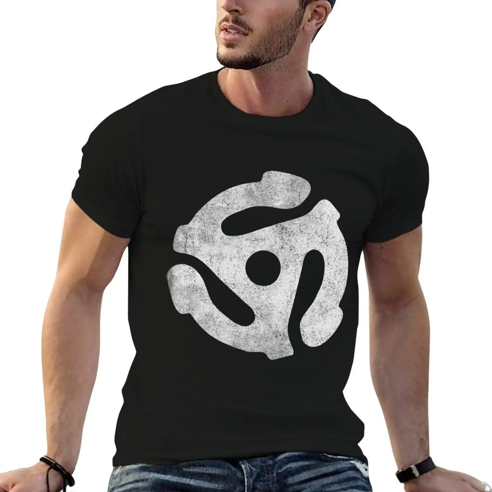 Vintage 45 Rpm Record Adapter T-Shirt Anti-Pilling Casual T-Shirt