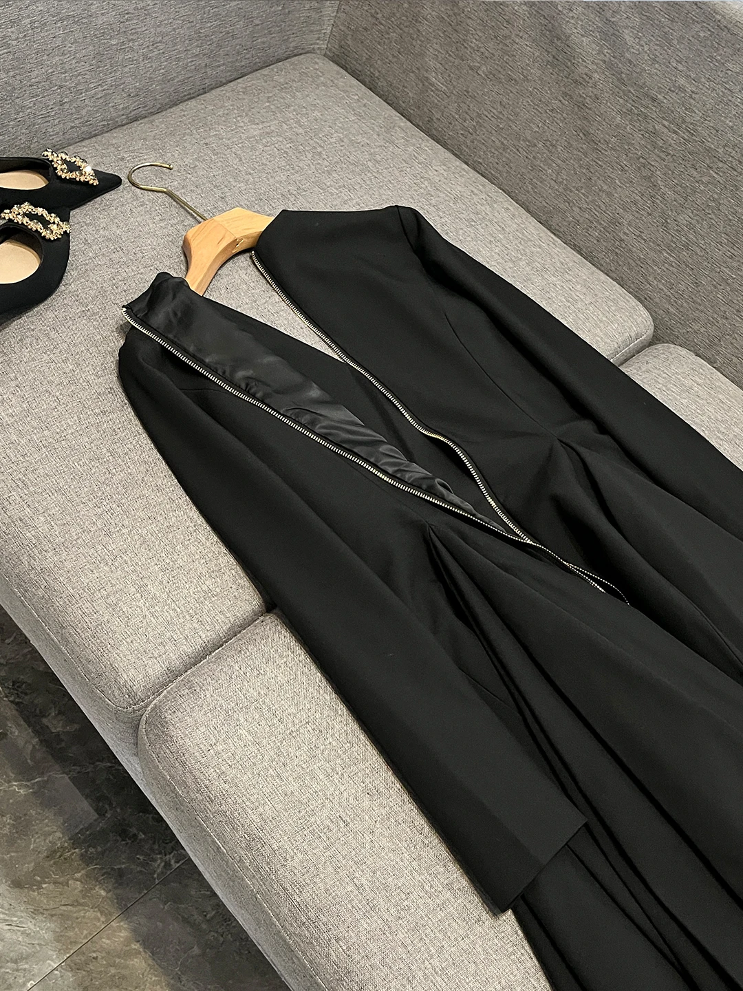 Traje adelgazante falda ort Dr v-ne larga Sve otoño nuevo Sle Ci Commute mujer Faion cintura alta ombligo dobladillo Dr