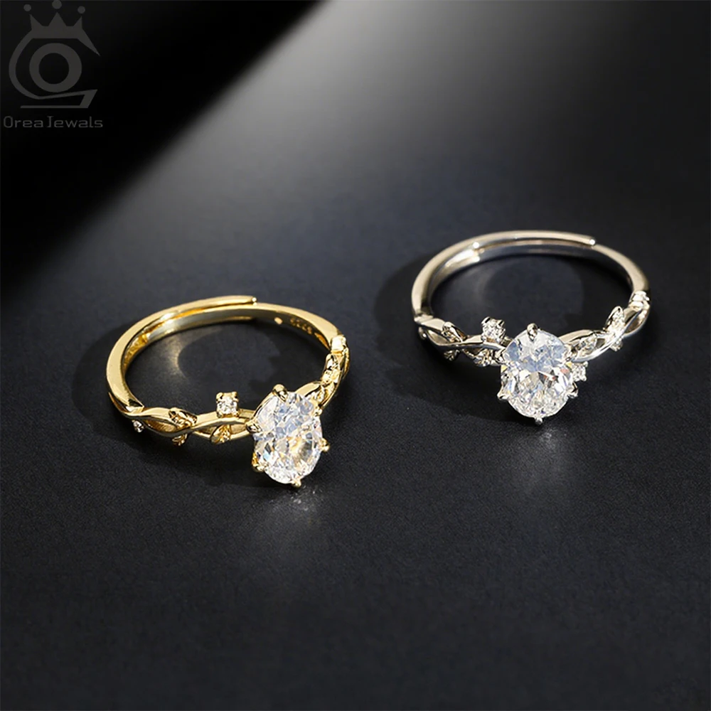 

ORSA JEWELS открытое кольцо из стерлингового серебра 925 пробы с овальным цирконом премиум-класса 8А, роскошные ювелирные изделия для женщин, прекрасный подарок LZR47