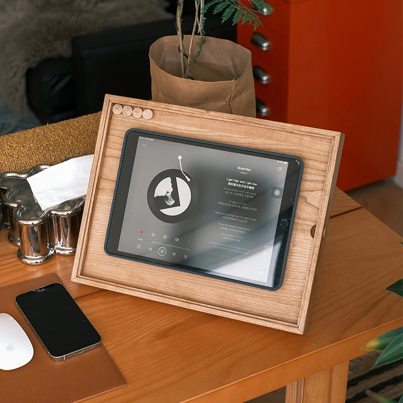 

Подставка для планшета из цельного дерева, многофункциональная настольная подставка для дисплея, фоторамка, магнитный держатель для Ipad, офисный декор, настольный органайзер
