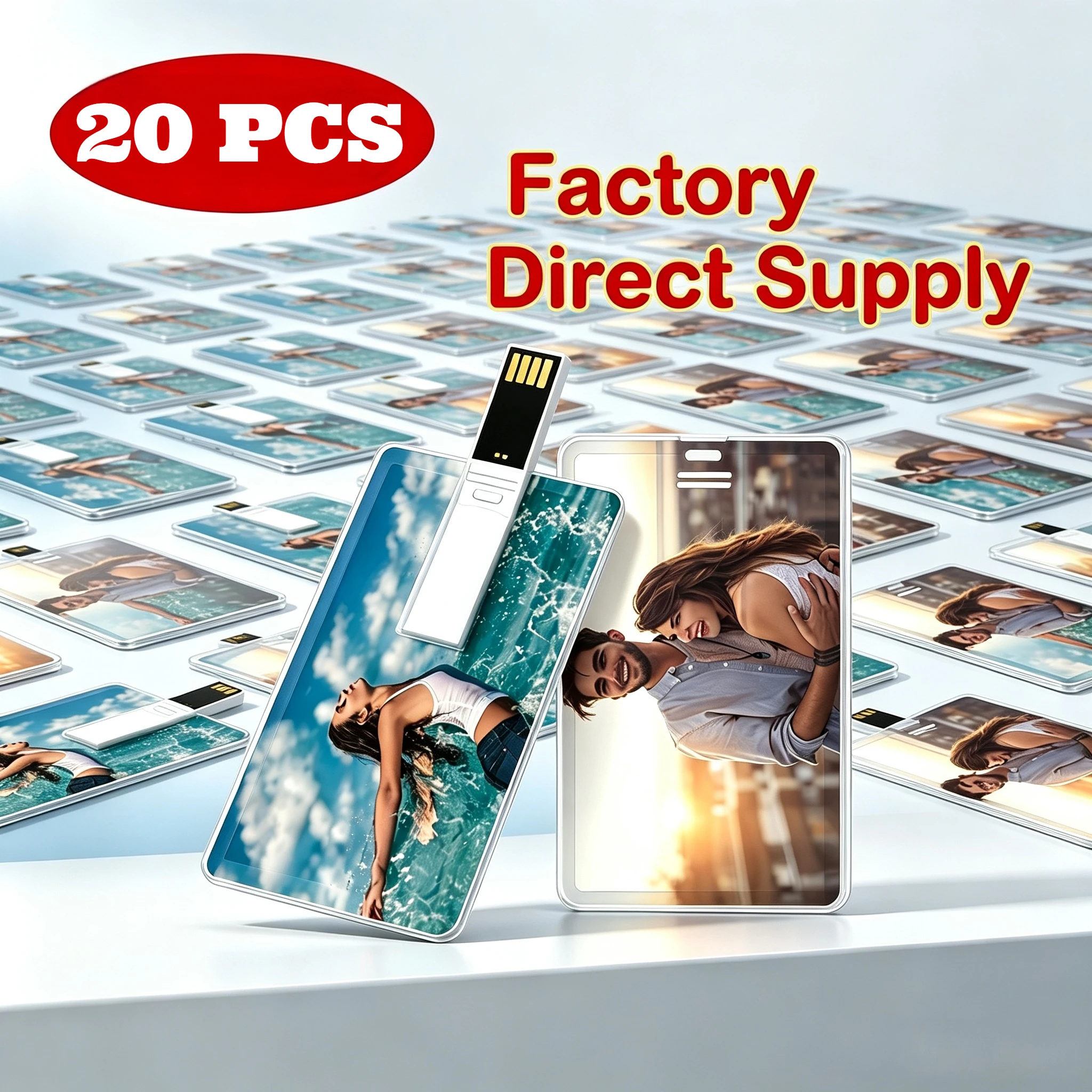 20Pcs/Lot Free Custom Logo USB Flash Credit Card USB Flash Drive 4GB 8GB Pen Drive 16GB Memory Stick U Disk 32GB 64GB Pendrive