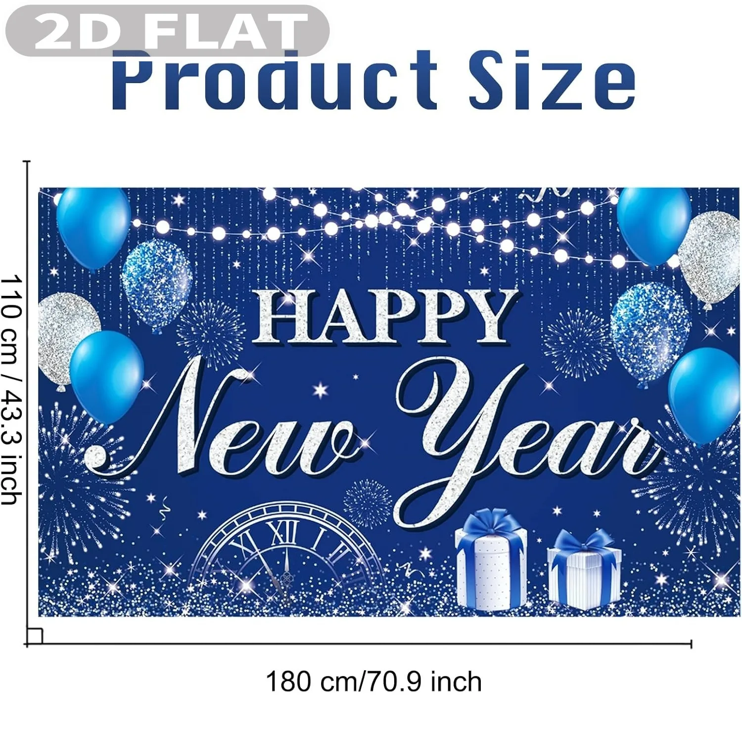 1pc Happy New Year Banner 2026 New Year Sign Studio Background, 43x71 Inch, Polyester Yard Outdoor for New Year Eve Party Supply - view 4