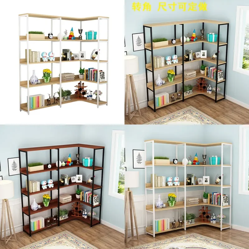 Tall Corner Bookshelf Floor to Ceiling Display Rack Multi Tier Storage Shelf for Living Room Home Organization
