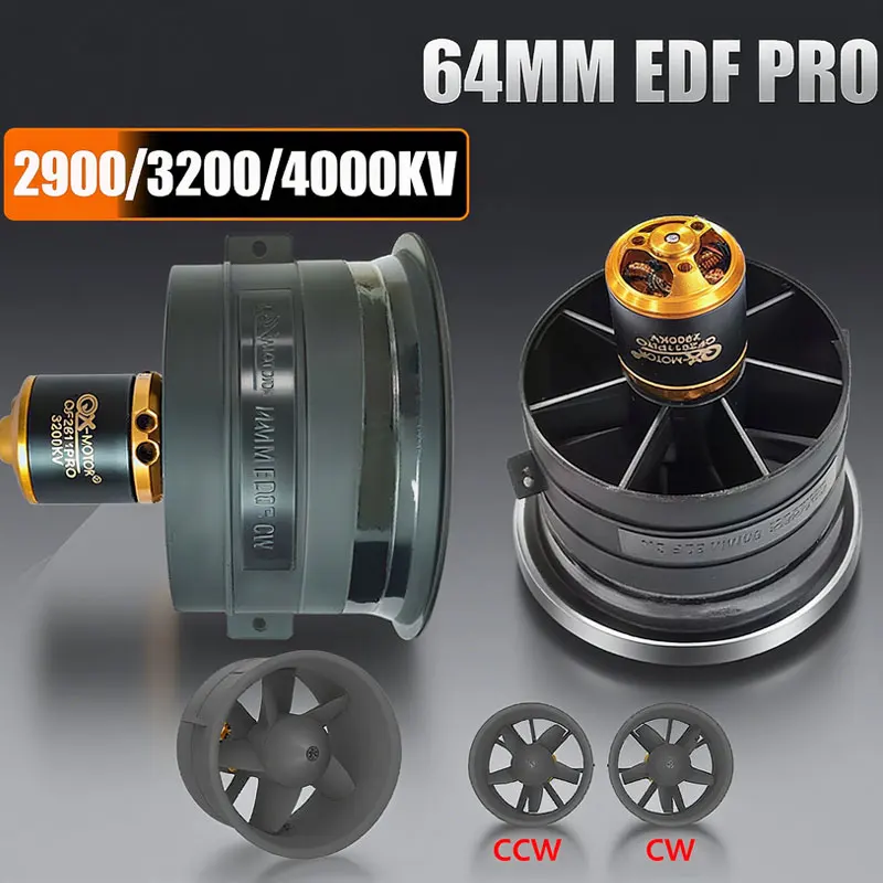 

QX-MOTOR 2900KV 64mm EDF QF2611 PRO 5 Blades EDF Ducted Fan 4000KV CWCCW 3200KV Brushless Motor for RC Helicopter Jet plane Part