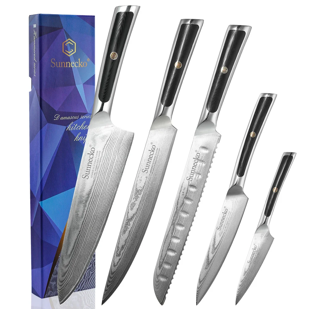 Sunnecko Chef's Knives 1-5PCS Utility Paring Slicing Knife 73 Layers VG10 Damascus Steel Vegetable Meat Cutting Knife Kitchen