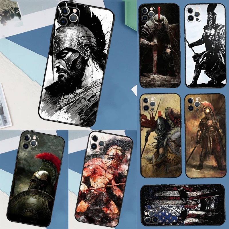 Spartan Warrior Soldier Case For iPhone 16 15 14 Pro Max 14 Plus 11 12 13 Pro Max Mini X XR XS Back Cover