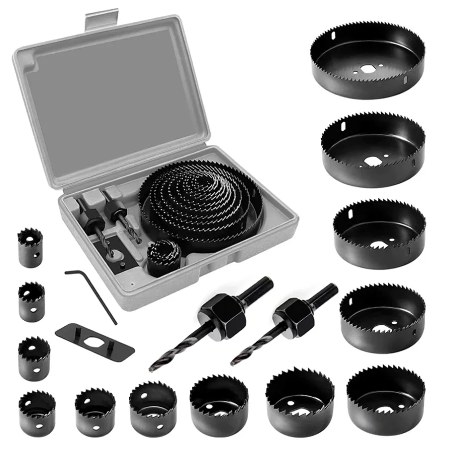 

19-127mm Hole Saw Set Saw Cup Wood Crown Drill For Drywall Wood PVC Plastic Density Board Metal Woodworking Tools