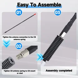 Muelle de antena CB en acero inoxidable para coche con rosca 3/8-24
