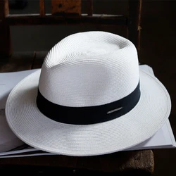 Gorra de paja de Panamá para hombre, sombrero de copa de dama para las cuatro estaciones, gorra de Jazz de ocio, una amplia gama de sombra de moda, gorra de playa, regalo de Festival