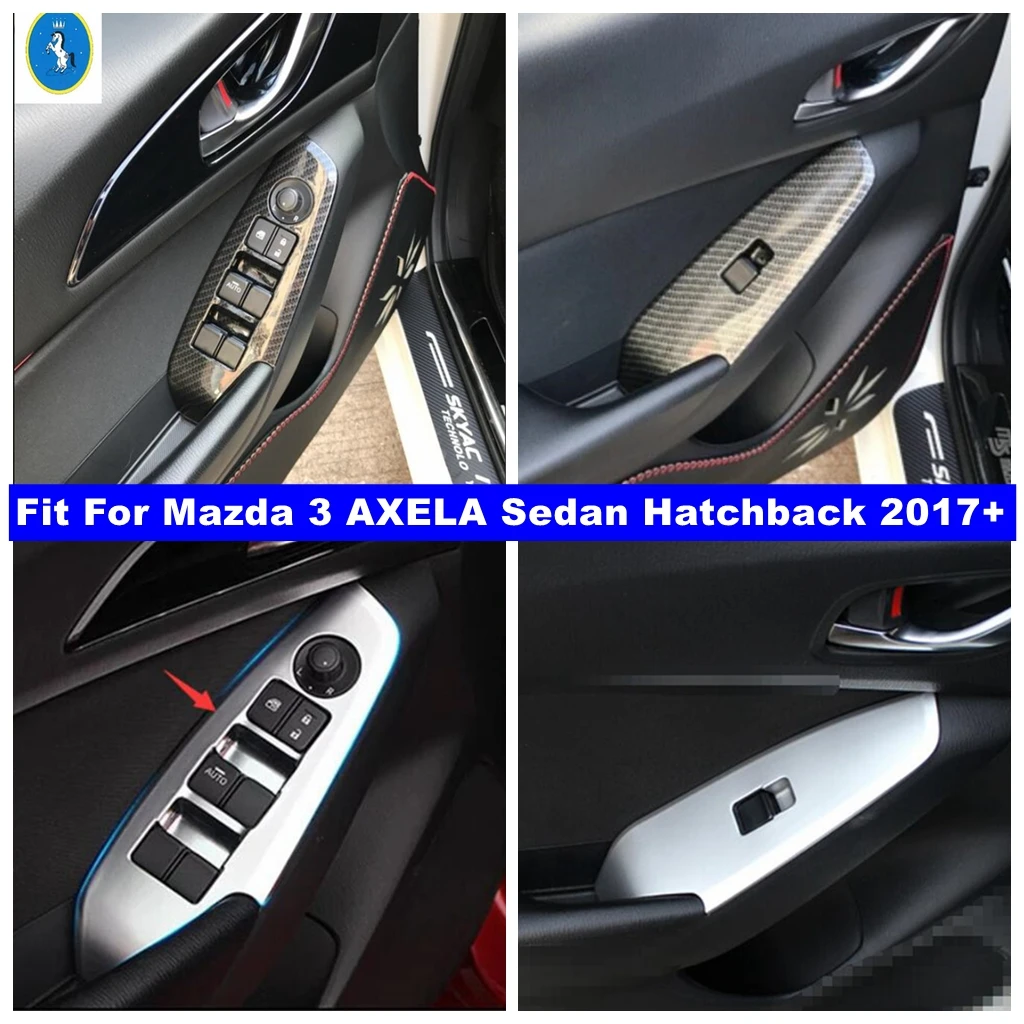 

Car Door Armrest Window Switch Control Panel Cover Trim Fit For Mazda 3 AXELA Sedan Hatchback 2017 2018 Interior Accessories