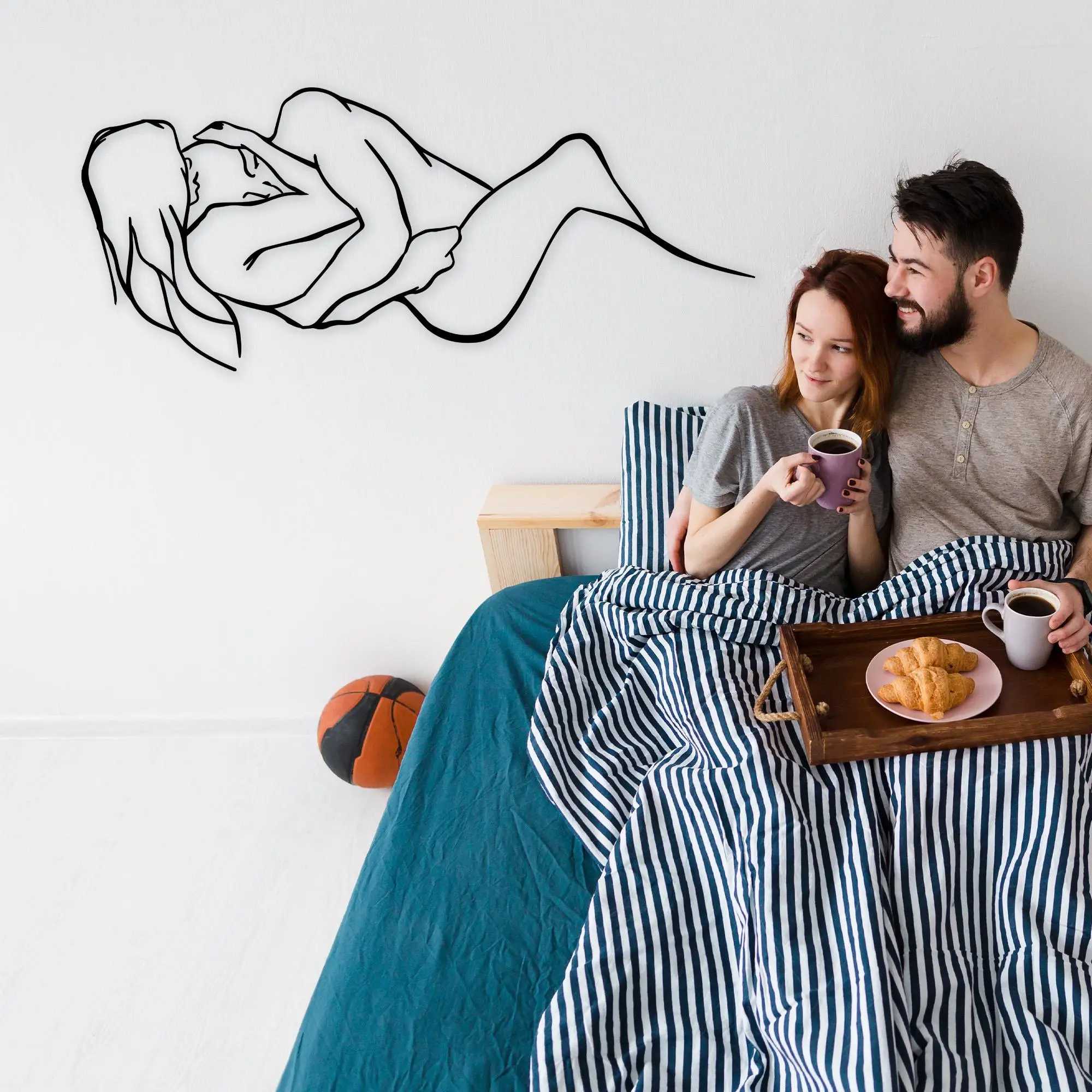 Naked Couple Metal Wall Art, Couples Love Wall Decor, Valentines Day Gift, Minimal Home Decor