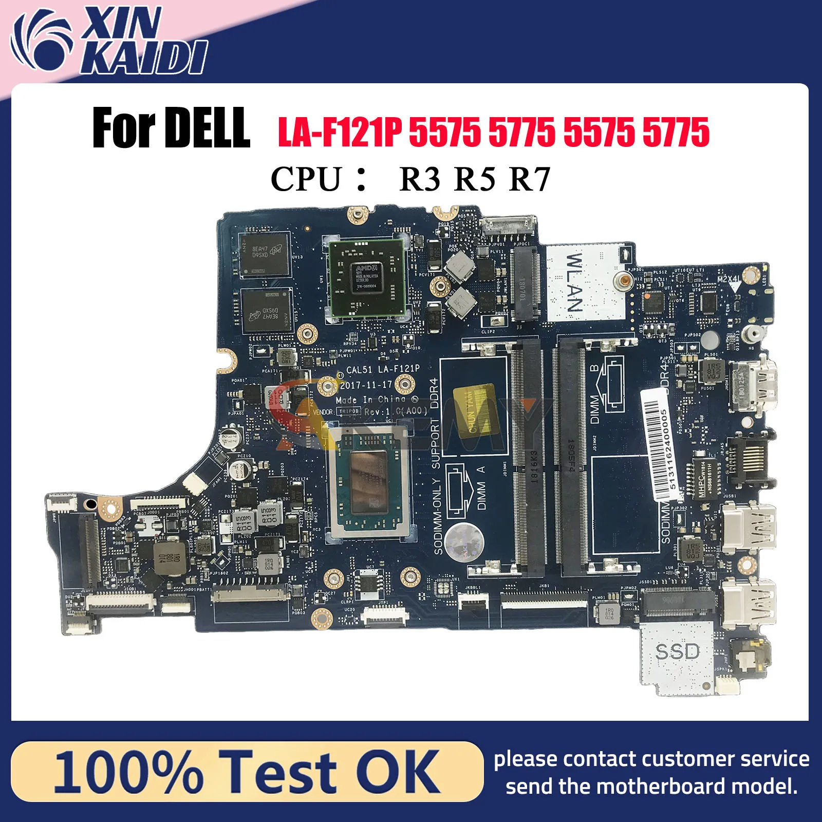 

For DELL Inspiron 5575 5775 Notebook Mainboard CAL51 LA-F121P with R3 R5 R7 CPU 0GMXP8 0525HD 9XH0N 100% Tested OK