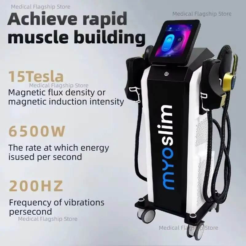 Myoslim 6500W 15T 200HZ EMS Neo RF Nova Body Sculpting Machine For Muscle Development Fat Burning Weight Loss Muscle Stimulation