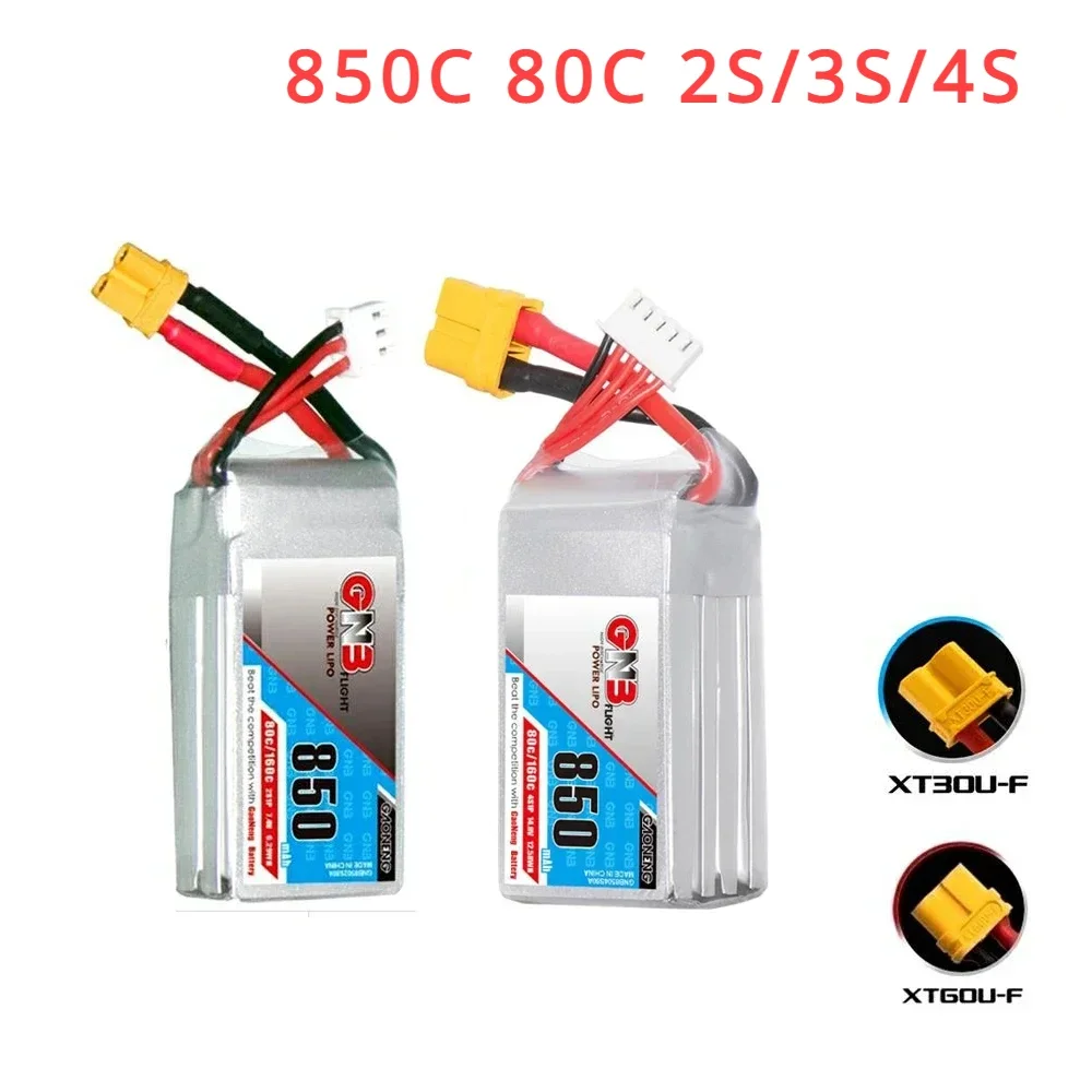 Original GNB 2S/3S/4S 850mAh 7.4V/11.1V/14.8V 80C Lipo Battery For FPV Racing Drone RC Quadcopter Battery With XT30/XT60 Plug