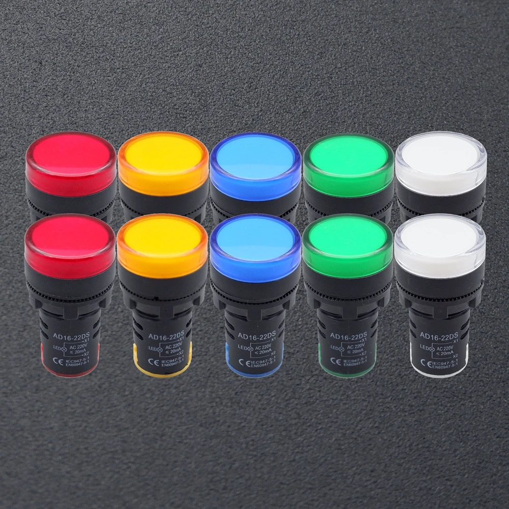 10pcs 22mm Panel Mount plastic Indicator Light LED Signal Power Supply Lamp 12v 24v 220v red yellow blue green white Warning