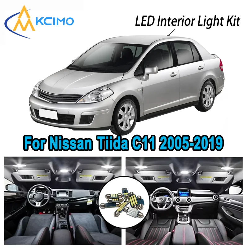 

High-Quality LED Interior Kit for Nissan Tiida C11 C12 C13 2005-2019 2016 Premium Error-Free Dome Map Trunk Automotive Lamps