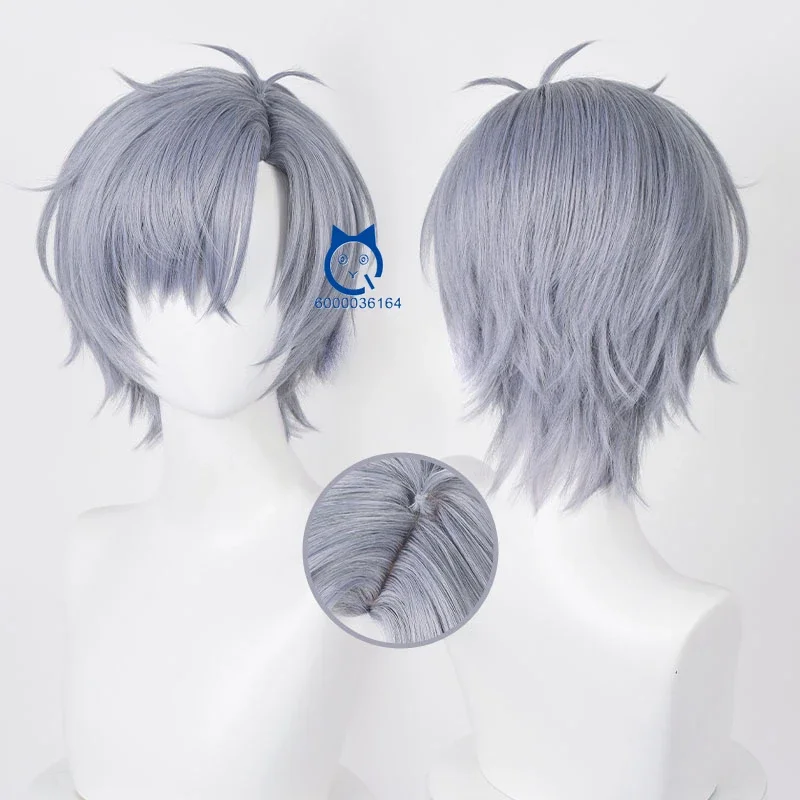 

Shaw Game Mr Love:Queen's Choice New Arrival Cosplay 34cm Blue Gray Unisex Wig Heat Resistant Synthetic Hair Man Comic Con Party