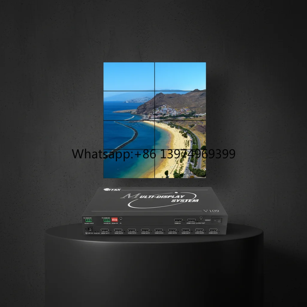 1x9 UHD Video Wall Controller 4K Resolution RS232 IR Control for Large Screen Display