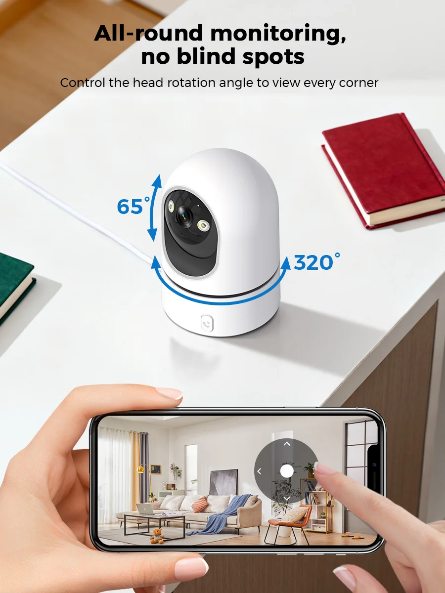 كاميرا Smart Home 5MP IP واي فاي مراقبة داخلية لاسلكية CCTV الأمن مع 2MP تتبع تلقائي مراقبة الطفل الحيوانات الأليفة O-Kam pro
