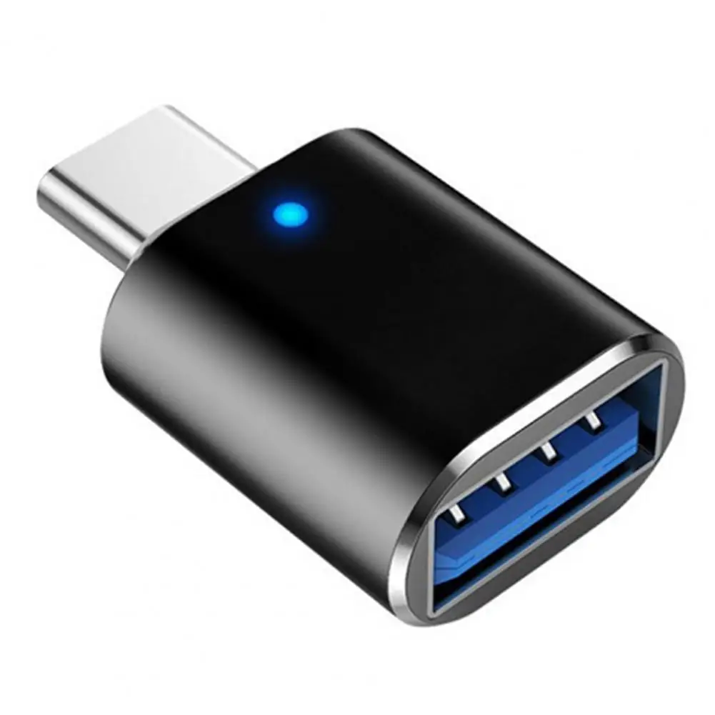 Adaptador de teléfono excelente con luz indicadora, convertidor de teléfono tipo C a USB, convertidor OTG multifuncional para teléfono inteligente