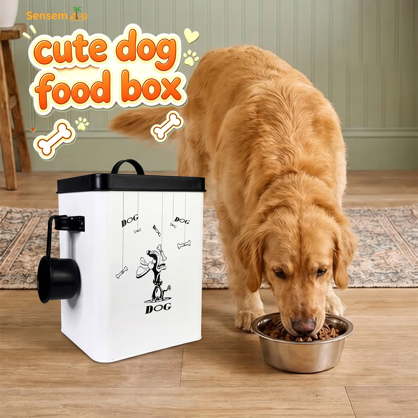 Airtight Dog Food Container Pet Dry Feed Storage 5Kg Dog Food Bin With Lid Cat Kibble Box Pet Food Storage Container