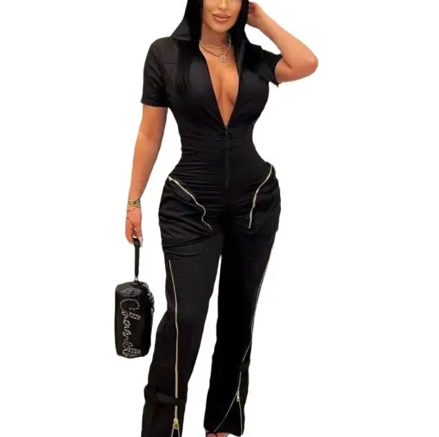 Sexy hochwertiger Sommer-Arbeitskleidungsoverall mit Reißverschlusstasche